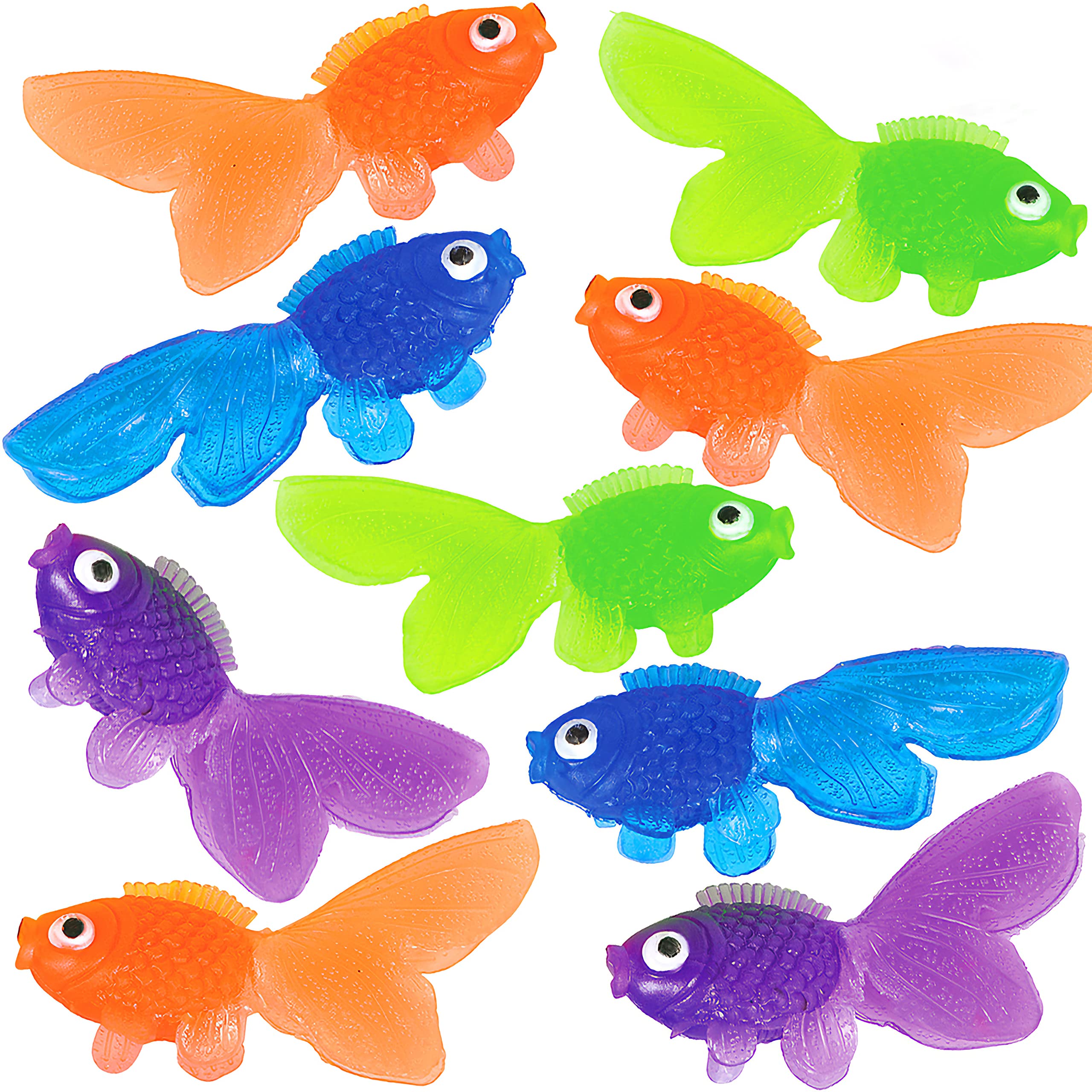 Bedwina 144-Pack Plastic Vinyl Goldfish Toys - 2 Inch Assorted Neon Colors for Party Favors, Crafts, and Games