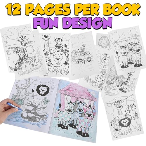 Bedwina 18-Pack Zoo Animal Coloring Books for Kids – 9x11 Inch Bulk Party Favors with Jungle Safari Animals
