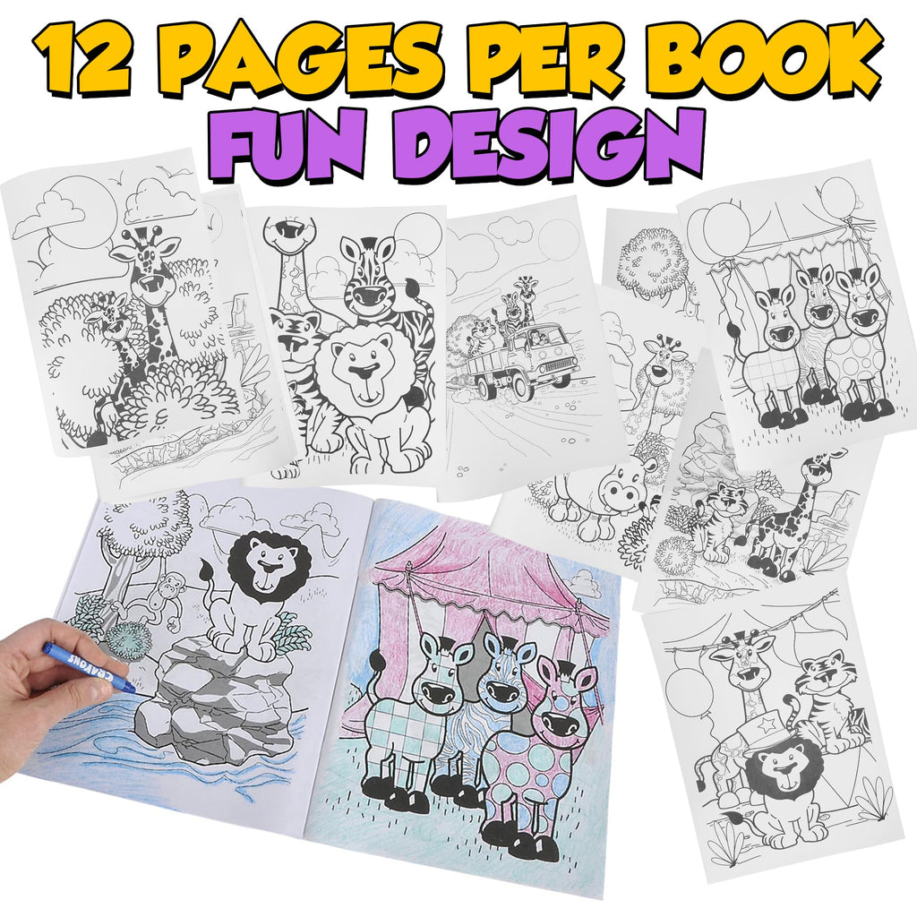 Bedwina 18-Pack Zoo Animal Coloring Books for Kids – 9x11 Inch Bulk Party Favors with Jungle Safari Animals