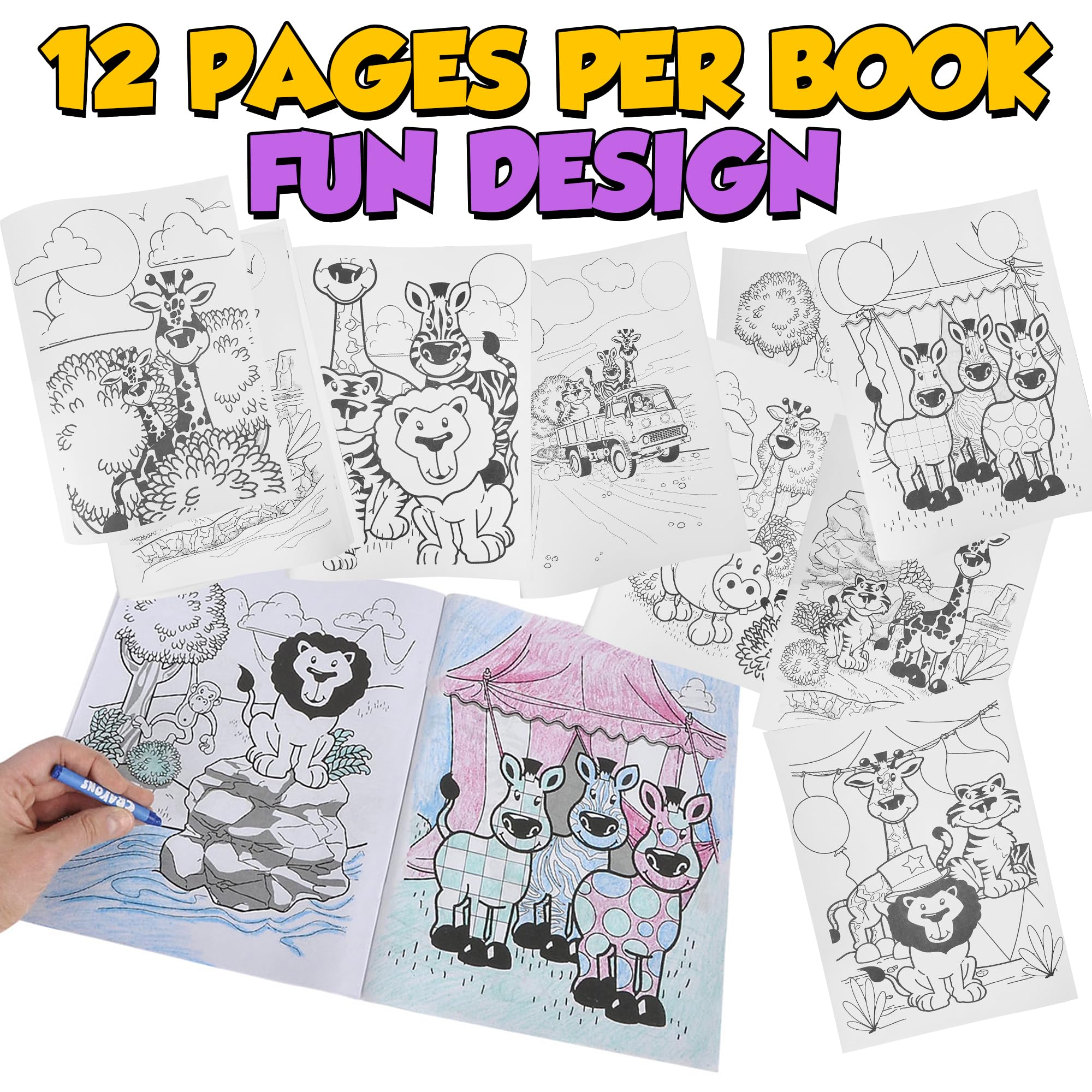 Bedwina 18-Pack Zoo Animal Coloring Books for Kids – 9x11 Inch Bulk Party Favors with Jungle Safari Animals