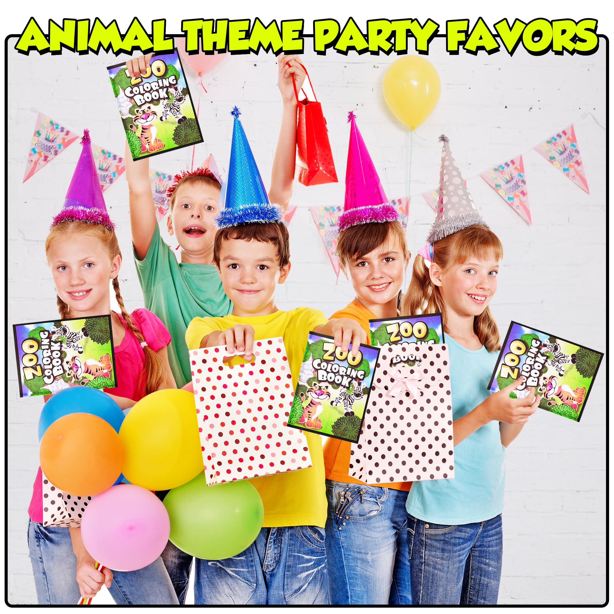 Bedwina 18-Pack Zoo Animal Coloring Books for Kids – 9x11 Inch Bulk Party Favors with Jungle Safari Animals