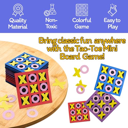 Bedwina 24-Pack Foam Tic Tac Toe Mini Games - Bulk Party Favors for Kids, 5x5 Boards, Travel-Friendly