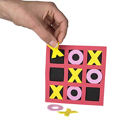 Bedwina 24-Pack Foam Tic Tac Toe Mini Games - Bulk Party Favors for Kids, 5x5 Boards, Travel-Friendly