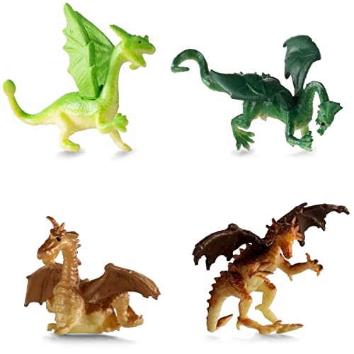 Bedwina 36-Pack Mini Dragon Toys – 2 Inch Assorted Rubber Plastic Figurines for Party Favors, Cupcake Toppers, and Creative Play