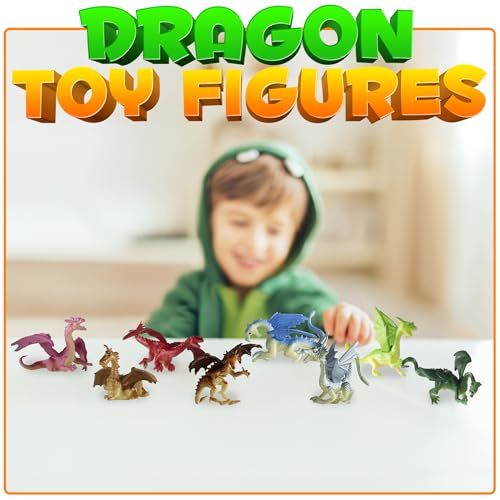 Bedwina 36-Pack Mini Dragon Toys – 2 Inch Assorted Rubber Plastic Figurines for Party Favors, Cupcake Toppers, and Creative Play
