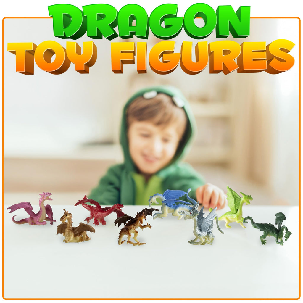Bedwina 36-Pack Mini Dragon Toys – 2 Inch Assorted Rubber Plastic Figurines for Party Favors, Cupcake Toppers, and Creative Play