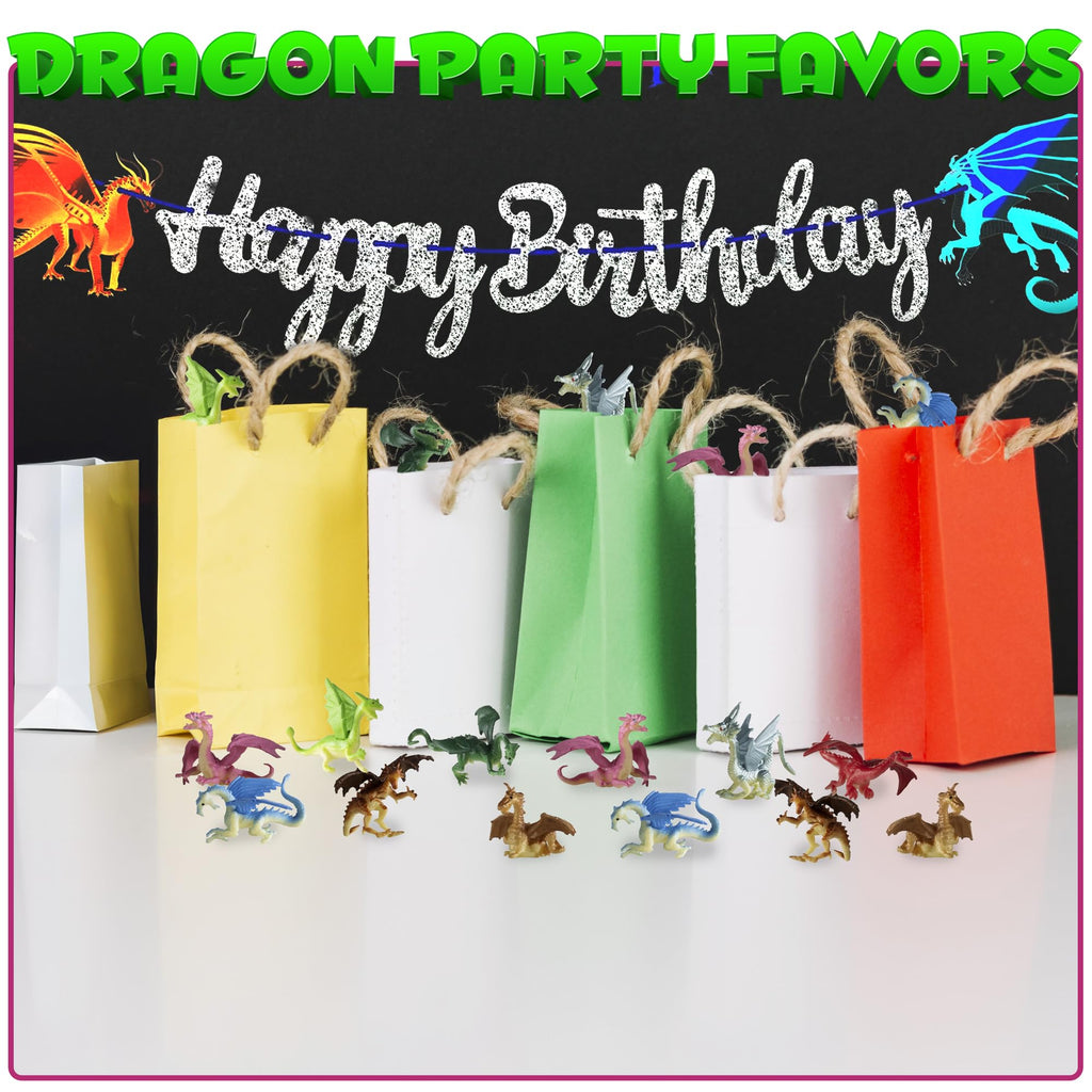 Bedwina 36-Pack Mini Dragon Toys – 2 Inch Assorted Rubber Plastic Figurines for Party Favors, Cupcake Toppers, and Creative Play