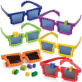 Bedwina Block Building Glasses – 6 Neon Sunglasses with Extra Bricks for DIY Party Favors