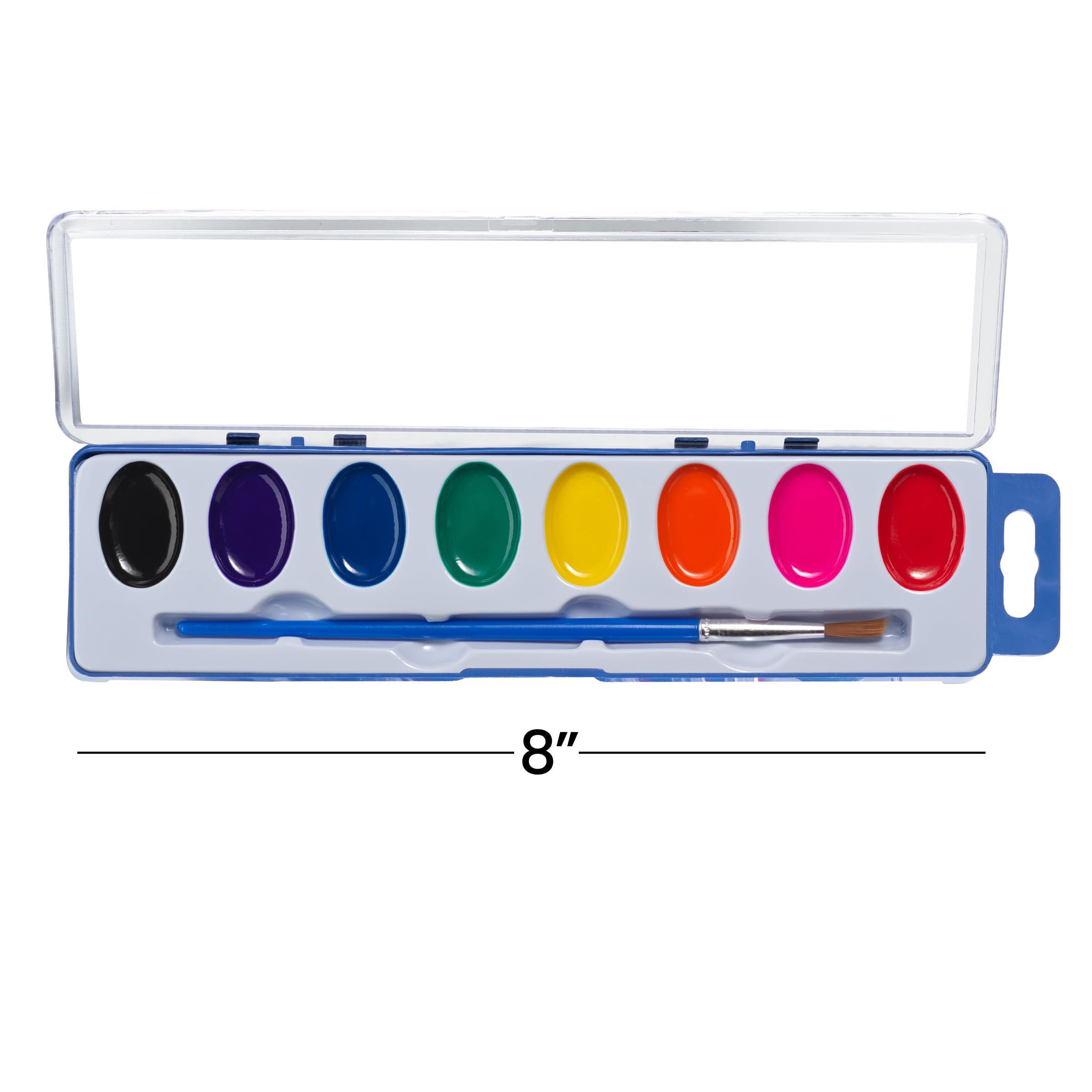 Bedwina Bulk Pack of 12 Watercolor Paint Sets for Kids - 8 Washable Colors with Palette and Brush
