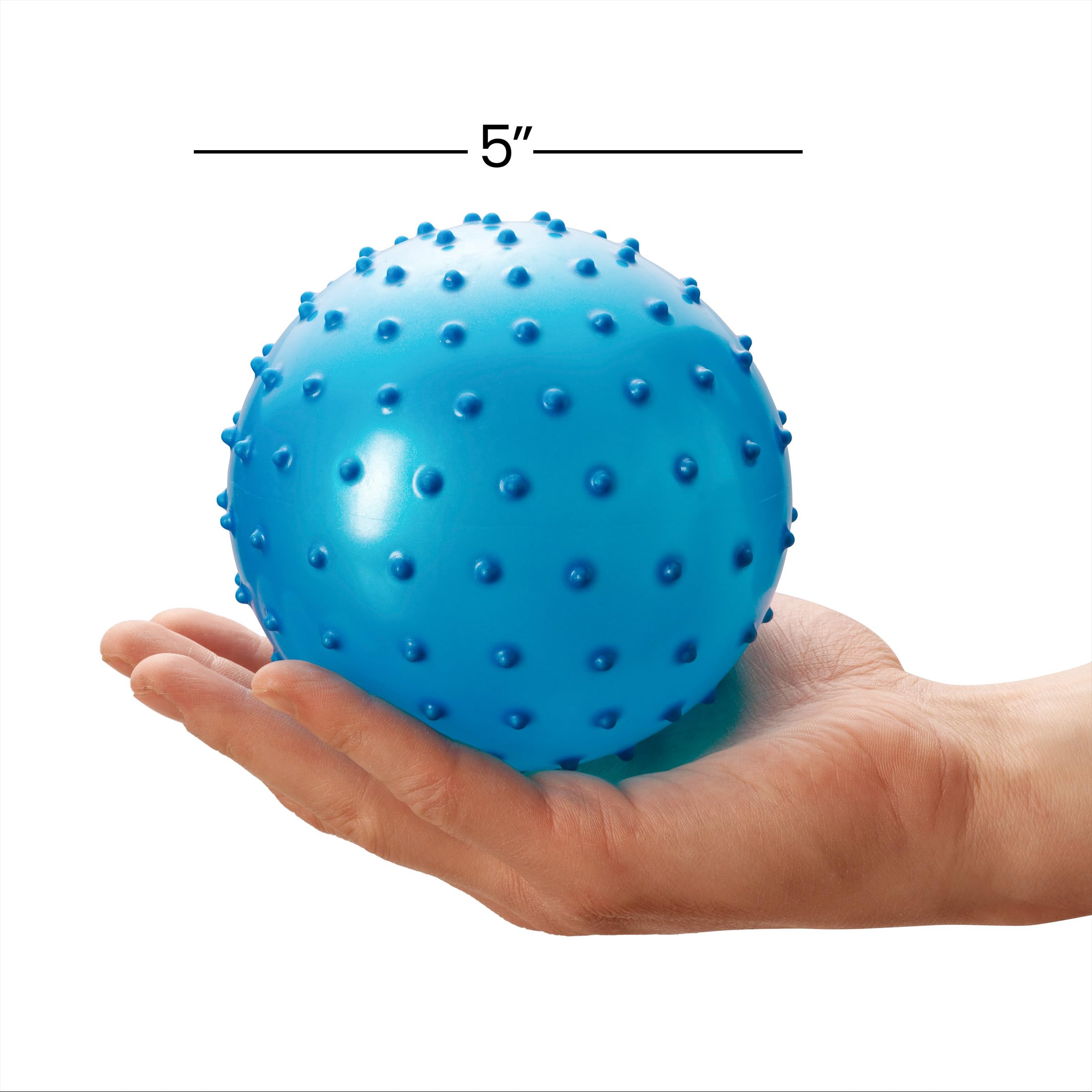 Bedwina Pack of 12 Mini Knobby Sensory Balls - 5 Inch Spiky Bouncy Balls with Hand Pump, Assorted Colors