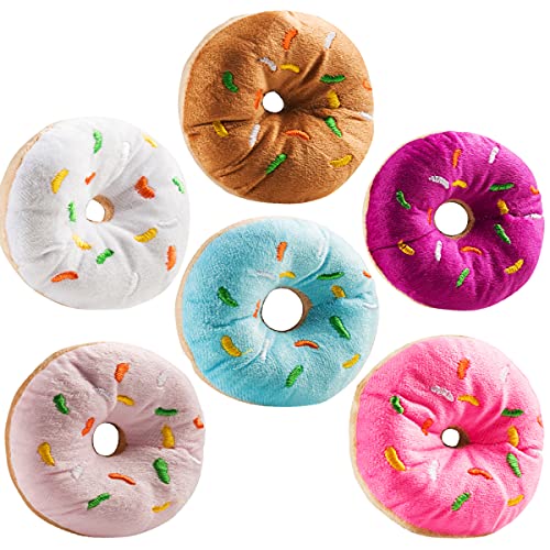 Bedwina Plush Donut Toys (Pack of 6) – Soft Stuffed Donuts with Stitched Sprinkles for Party Favors and Classroom Prizes