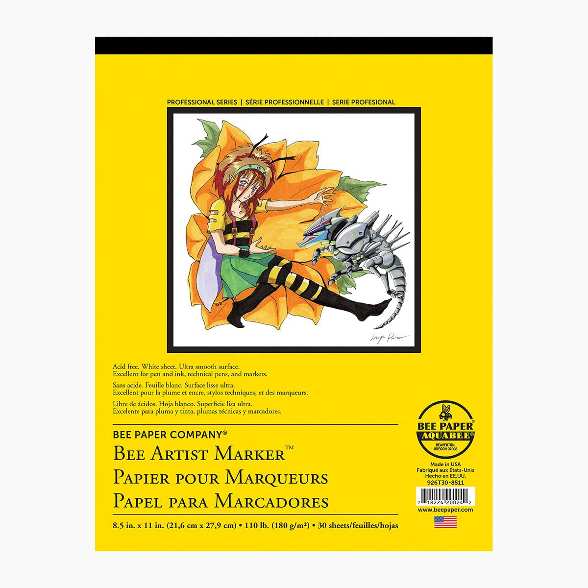 Bee Paper Ultra Smooth Marker Pad 8.5x11, 30 Sheets - Acid Free for Copic Markers