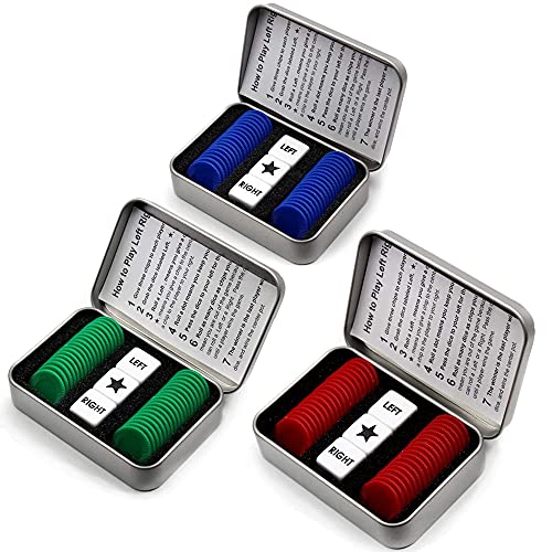 Befantasway Left Right Center Dice Game Set – 3 Tins with 108 Chips and 9 Dice