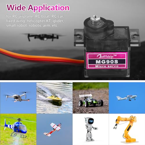 Beffkkip MG90S Micro Servo Motor 4-Pack – Metal Gear, 9g, for Arduino and RC Projects