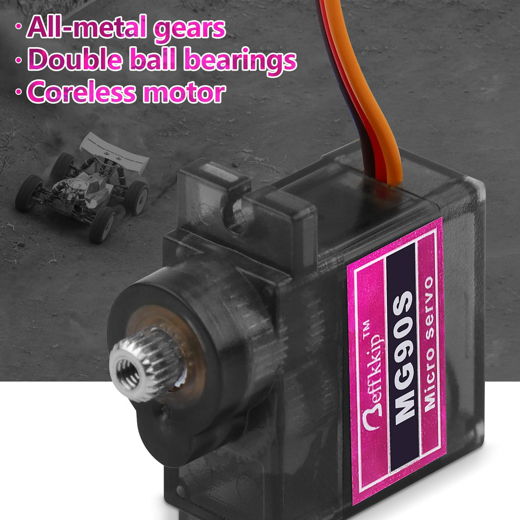 Beffkkip MG90S Micro Servo Motor 4-Pack – Metal Gear, 9g, for Arduino and RC Projects