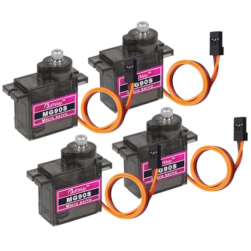 Beffkkip MG90S Micro Servo Motor 4-Pack – Metal Gear, 9g, for Arduino and RC Projects