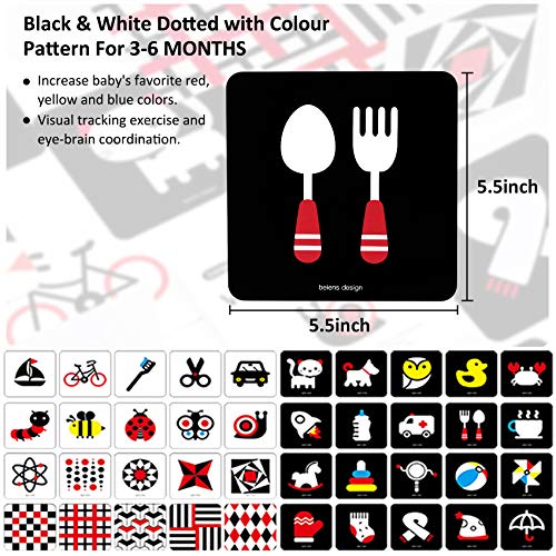 beiens High Contrast Baby Flashcards – Black & White Visual Stimulation Cards for 3-6 Months, 20 Double-Sided Cards with Anti-Glare Matte Finish