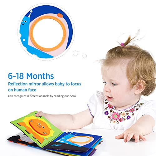 beiens Soft High Contrast Black & White Crinkle Cloth Books for Babies – Touch & Feel Sensory Toy with Mirror