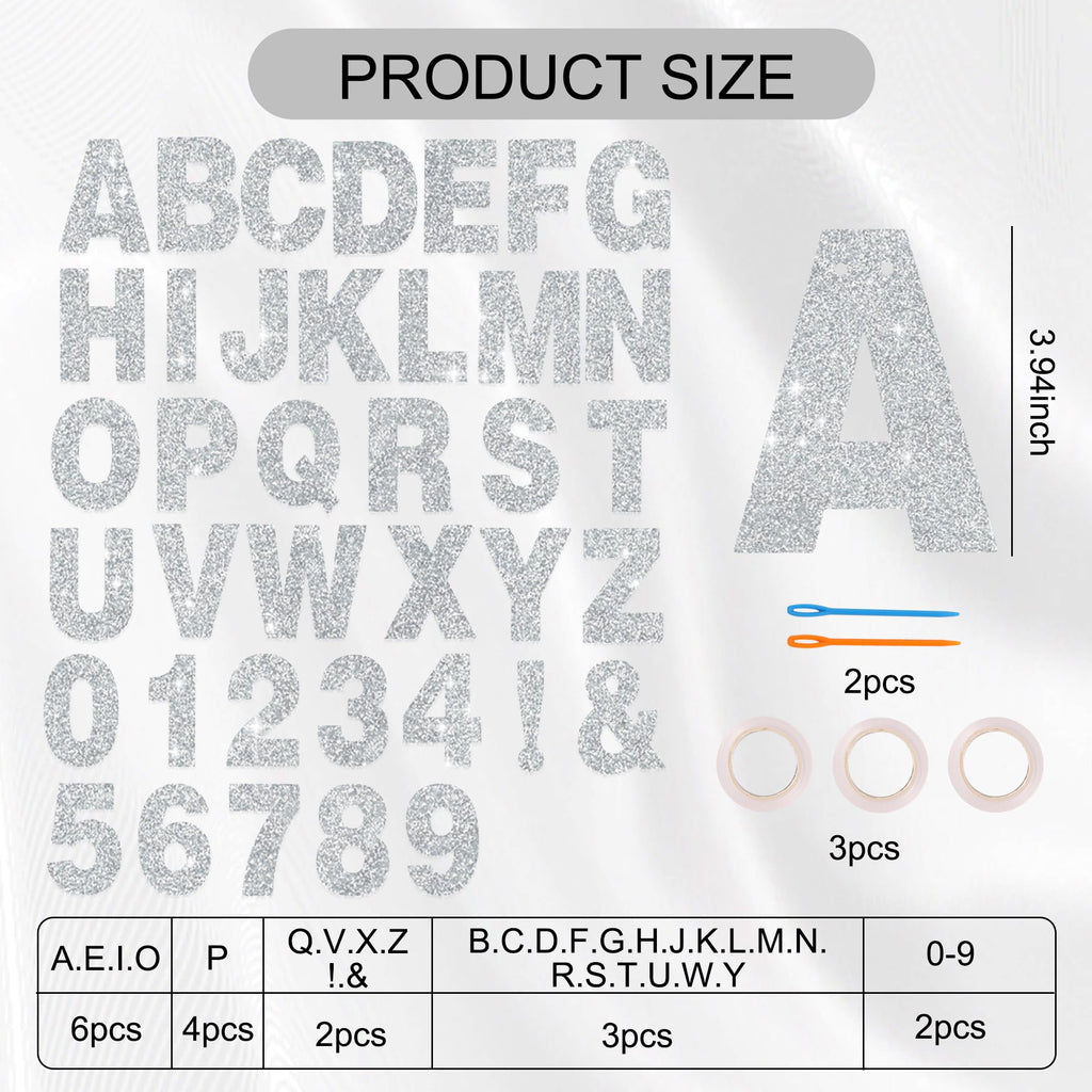 BEISHIDA 116 Pcs DIY Letter Banner Kit – Customizable Glitter Silver Letters & Numbers for Parties