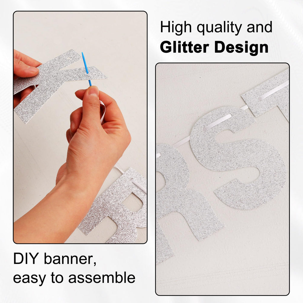 BEISHIDA 116 Pcs DIY Letter Banner Kit – Customizable Glitter Silver Letters & Numbers for Parties