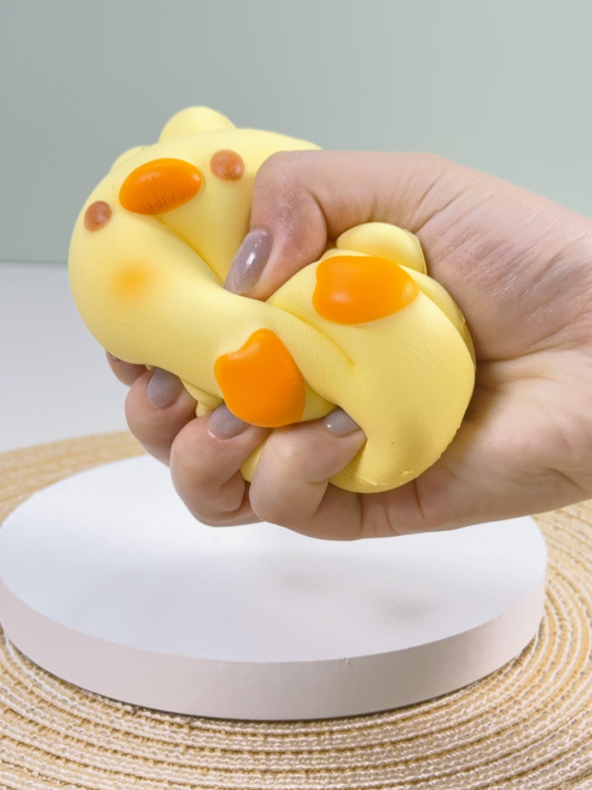 BELLYDOG Donut Duck Squishy - Cute Animal Bread Stress Relief Toy, Food Grade TPR, Scented