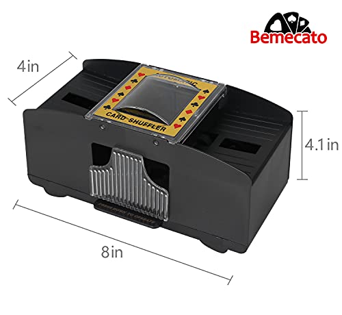 Bemecato Automatic Card Shuffler for 1-2 Decks – Battery Operated Electric Card Shuffling Machine for Poker, UNO, and Family Games