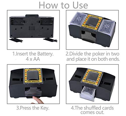 Bemecato Automatic Card Shuffler for 1-2 Decks – Battery Operated Electric Card Shuffling Machine for Poker, UNO, and Family Games