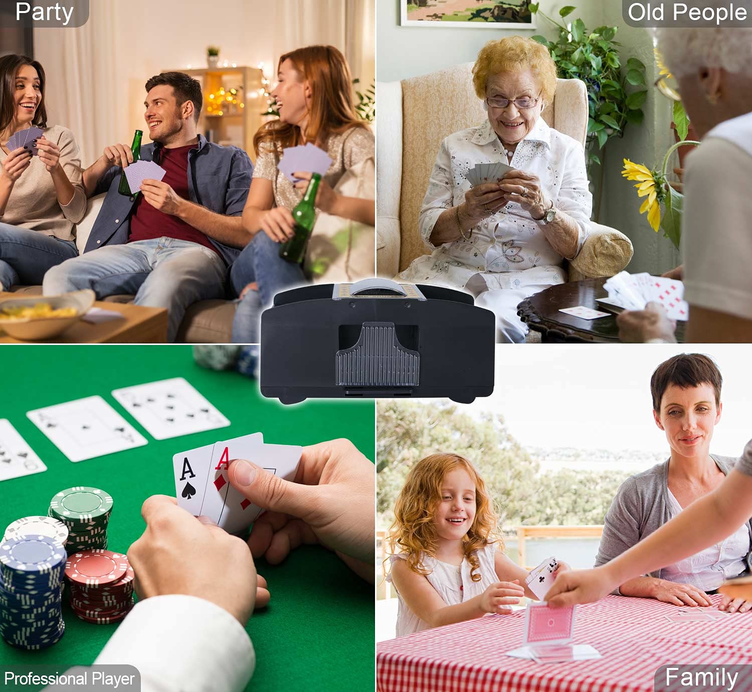 Bemecato Automatic Card Shuffler for 1-2 Decks – Battery Operated Electric Card Shuffling Machine for Poker, UNO, and Family Games