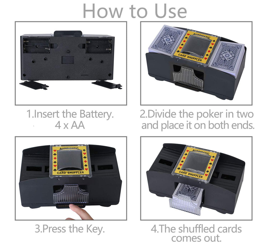 Bemecato Automatic Card Shuffler for 1-2 Decks – Battery Operated Electric Card Shuffling Machine for Poker, UNO, and Family Games
