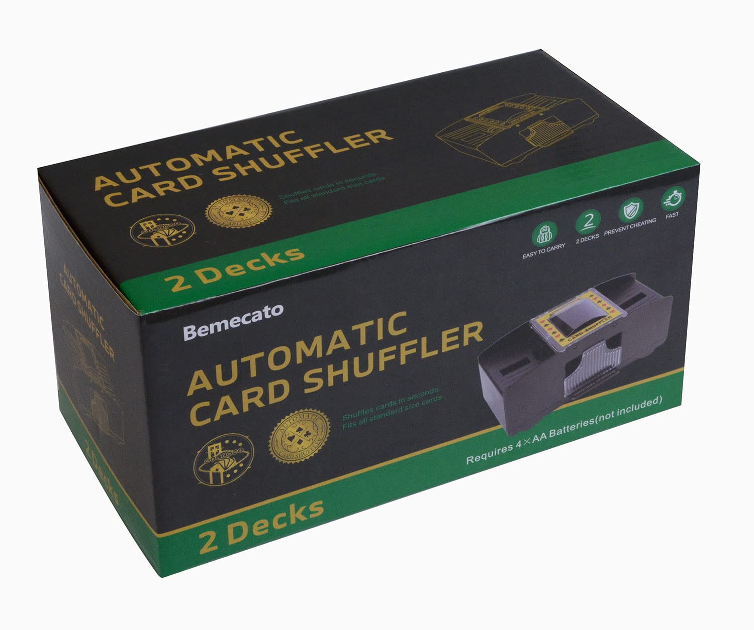 Bemecato Automatic Card Shuffler for 1-2 Decks – Battery Operated Electric Card Shuffling Machine for Poker, UNO, and Family Games
