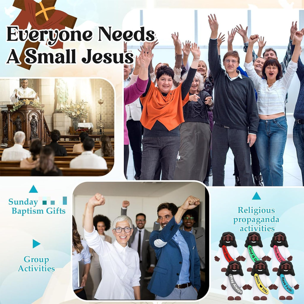 Bememo 25 Pack Mini Black Jesus Figures – Rubber Statues with Inspirational Quotes for Hiding, Sharing, and Religious Events