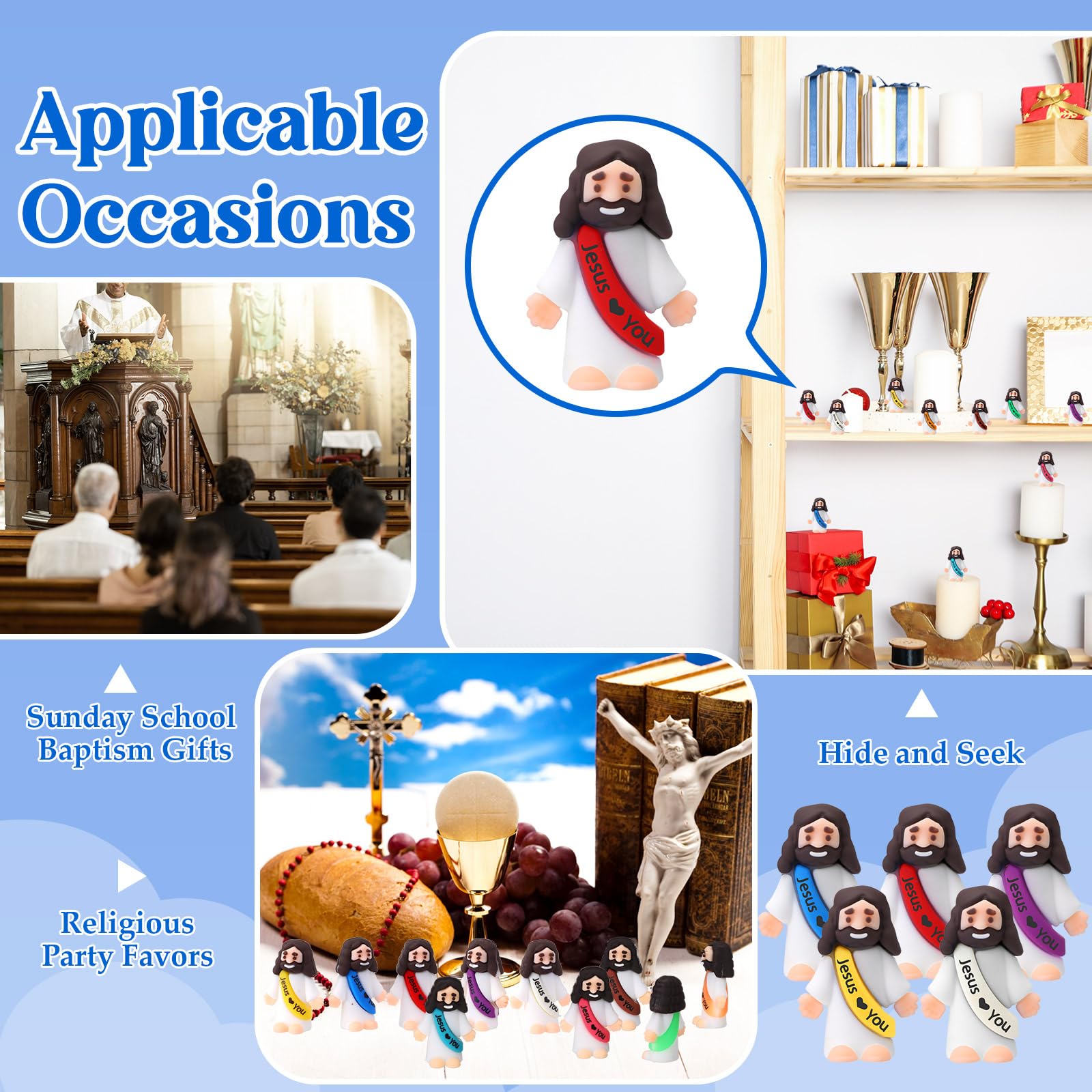Bememo 50 Mini Jesus Figures – Rubber Easter Toys for Religious Parties