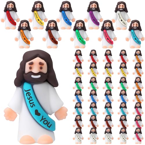 Bememo 50 Mini Jesus Figures – Rubber Easter Toys for Religious Parties