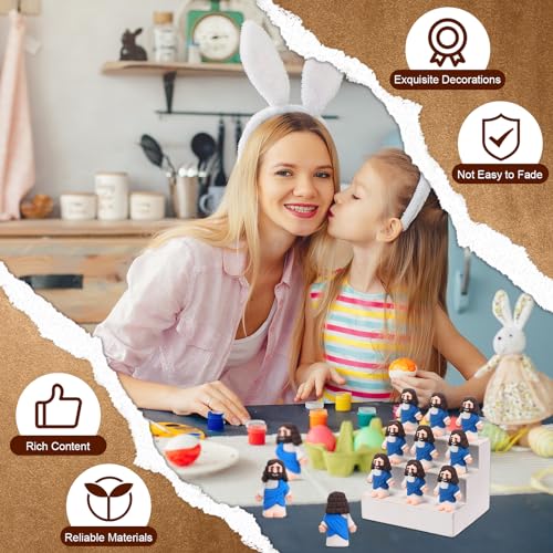 Bememo 50 Pack Mini Jesus Figures - Blue Rubber Religious Toys for Easter Egg Filling, Sunday School and Party Favors