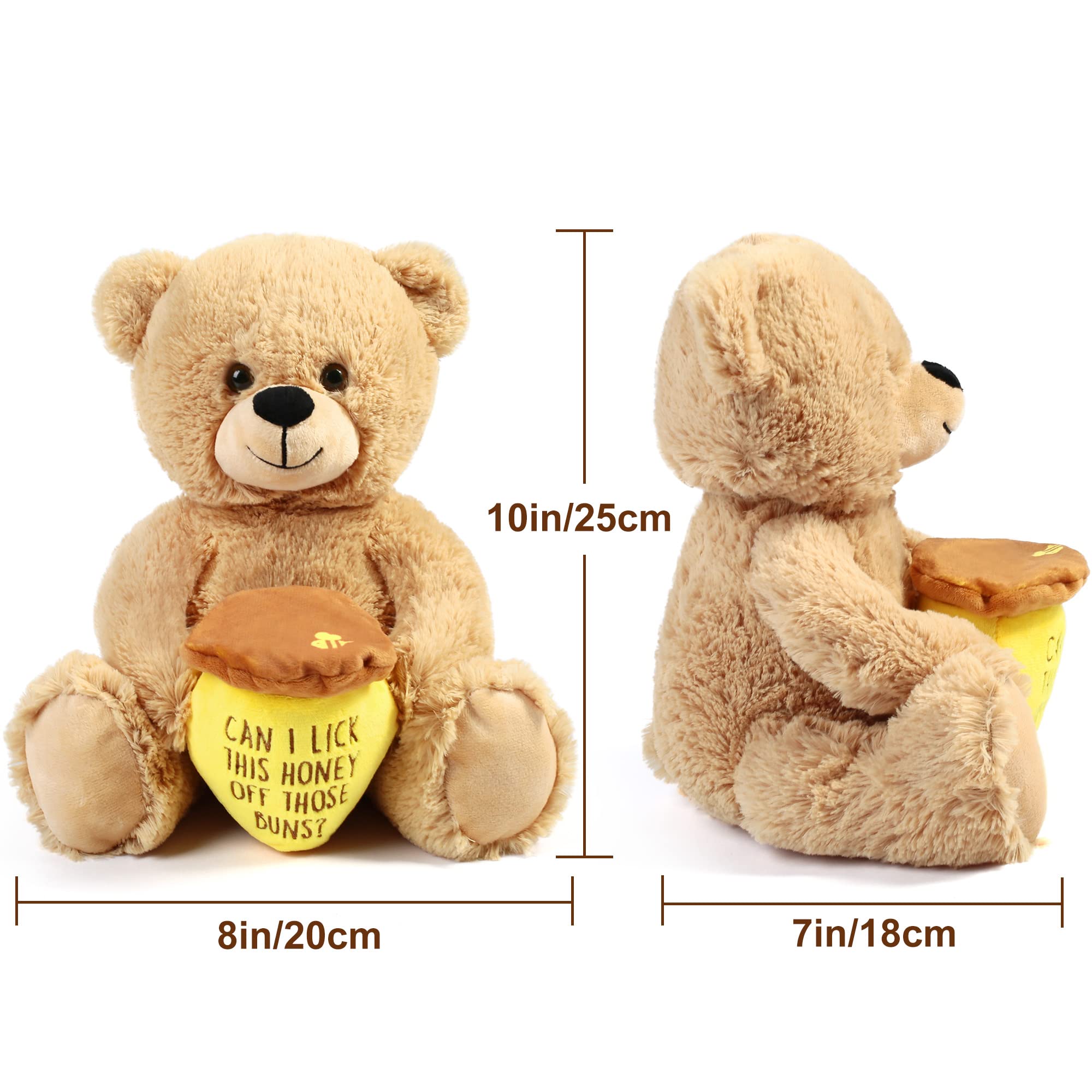 BenBen 10-Inch Teddy Bear with Honey Pot – Soft Plush Toy for Birthdays, Valentine's & Anniversaries
