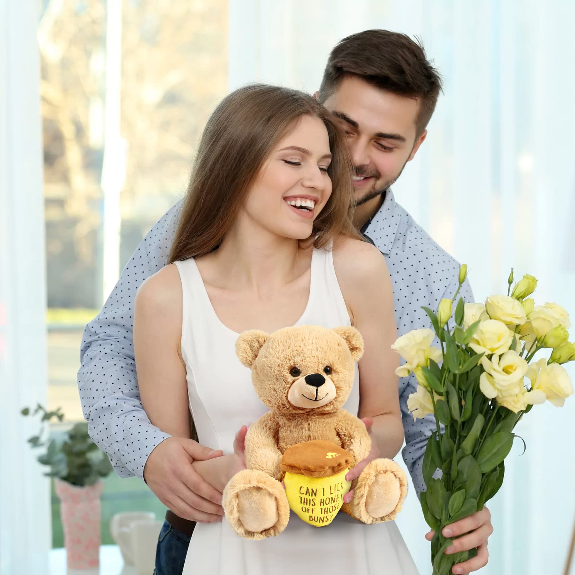 BenBen 10-Inch Teddy Bear with Honey Pot – Soft Plush Toy for Birthdays, Valentine's & Anniversaries