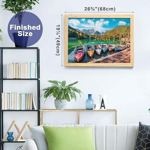 BenBen 1000 Piece Fusine Lake Jigsaw Puzzle – Letters on Back for Easy Sorting, Premium Cardboard, 26.63" x 19.25" Finished Size