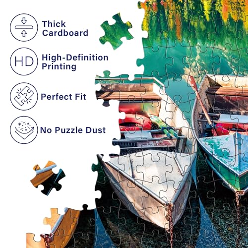 BenBen 1000 Piece Fusine Lake Jigsaw Puzzle – Letters on Back for Easy Sorting, Premium Cardboard, 26.63" x 19.25" Finished Size