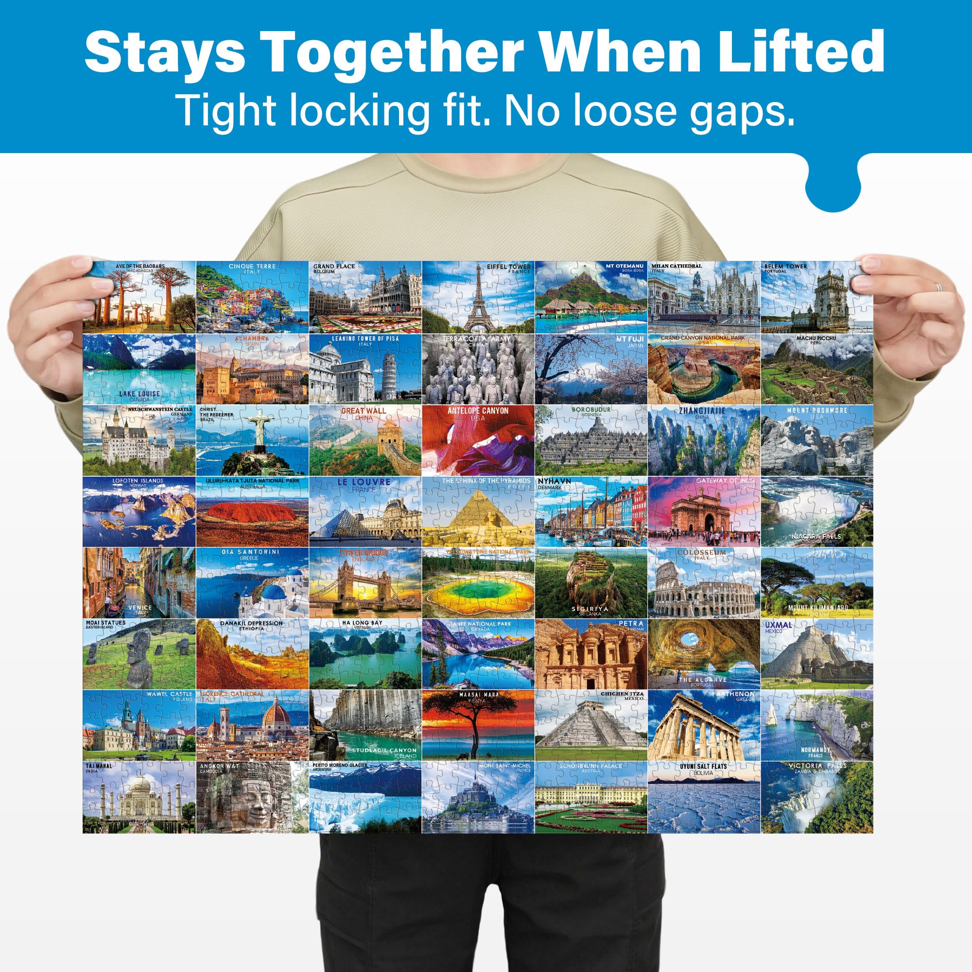 BenBen 1000-Piece Jigsaw: 56 World Landmarks – Travel Poster Puzzle