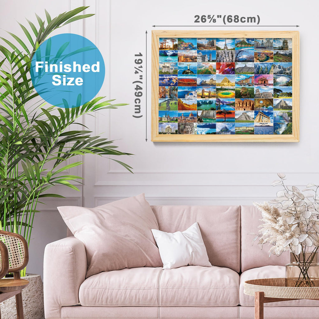 BenBen 1000-Piece Jigsaw: 56 World Landmarks – Travel Poster Puzzle
