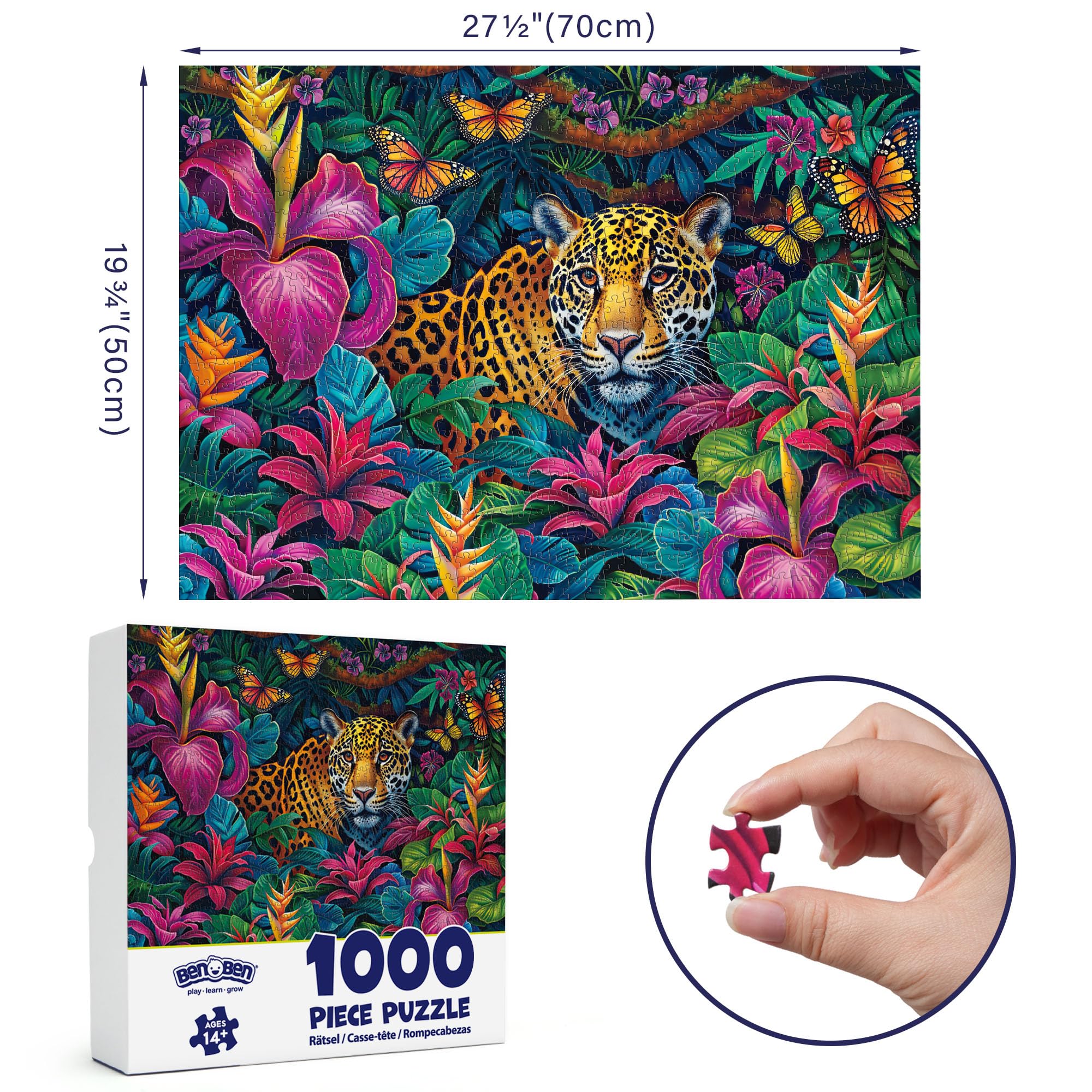 BenBen 1000 Piece Jungle Leopard Puzzle – Premium Quality Jigsaw for Adults
