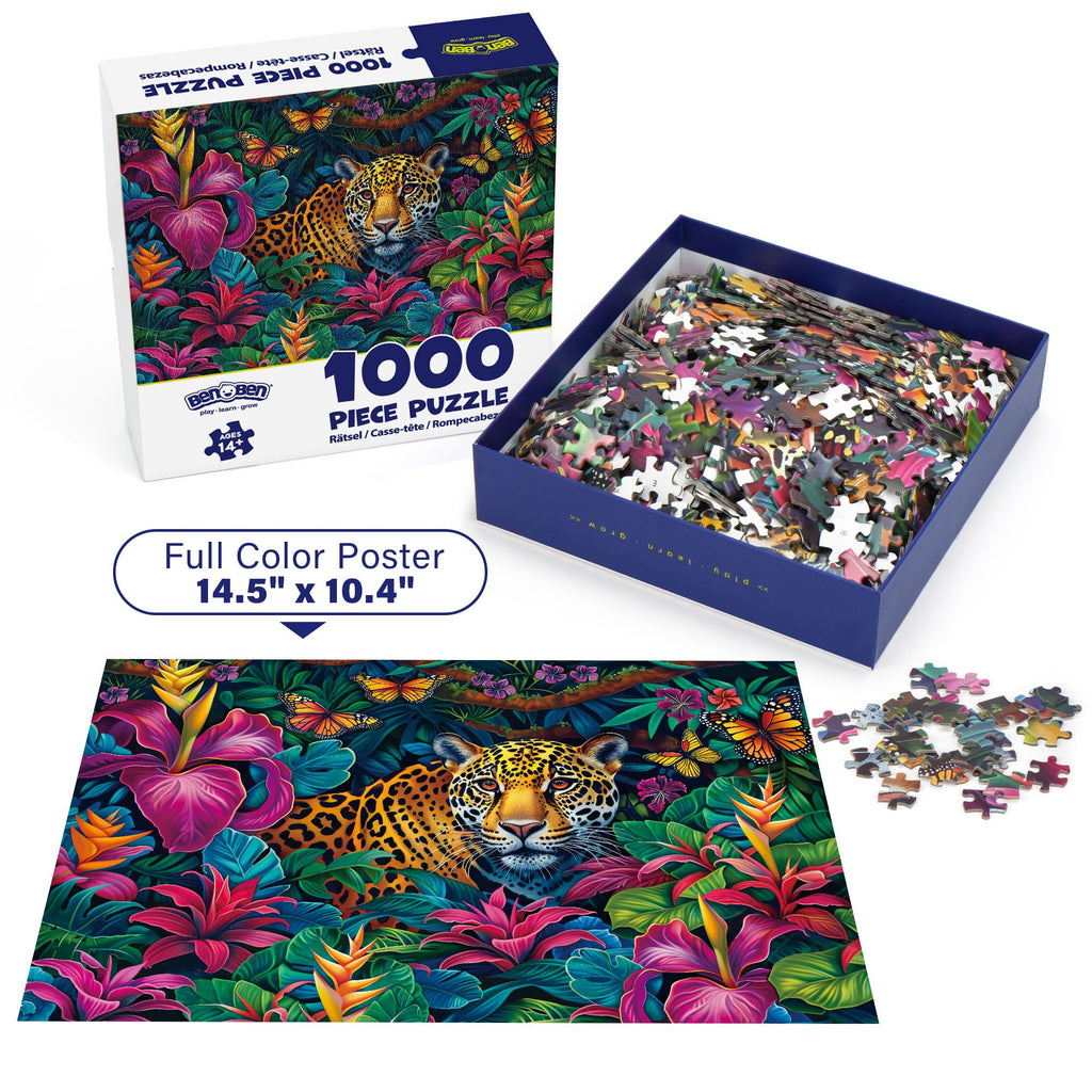 BenBen 1000 Piece Jungle Leopard Puzzle – Premium Quality Jigsaw for Adults