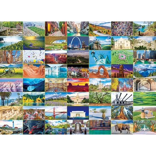 BenBen 1000-Piece USA Landmarks Puzzle – 56 National Parks & Iconic Sites with Pattern Hints on Back