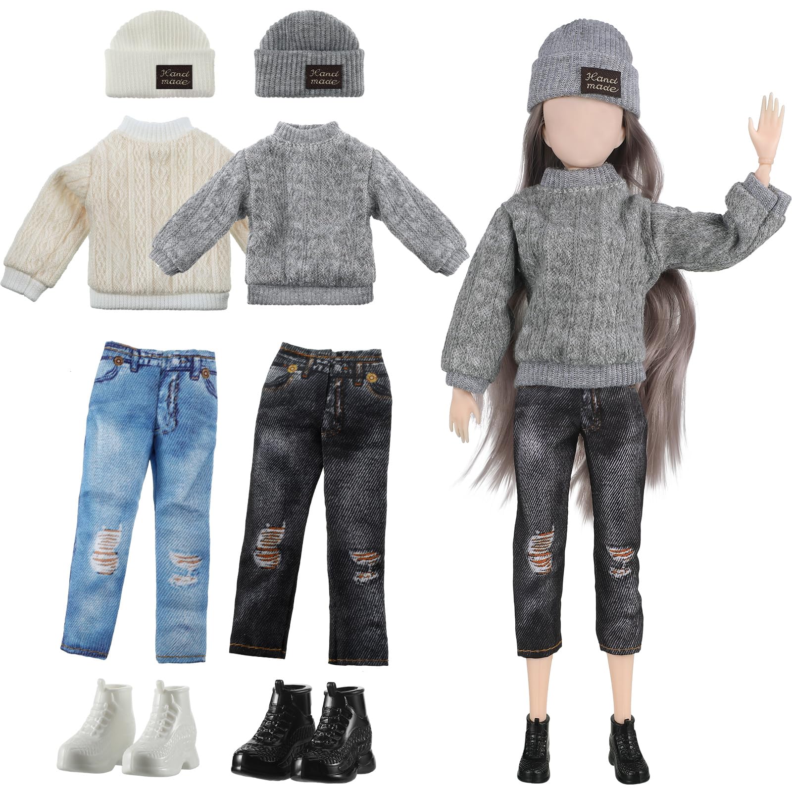 Bencailor 6-Piece Doll Clothes Set for 12-Inch Dolls – 2 Outfits with Accessories