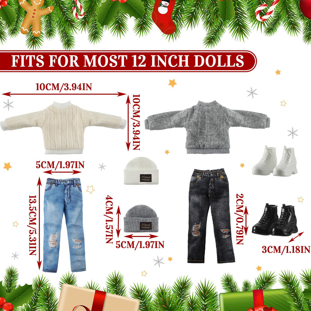 Bencailor 6-Piece Doll Clothes Set for 12-Inch Dolls – 2 Outfits with Accessories