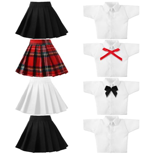 Bencailor 8-Piece Doll Clothes Set for 11.8 Inch Dolls - 4 Tops and 4 Skirts
