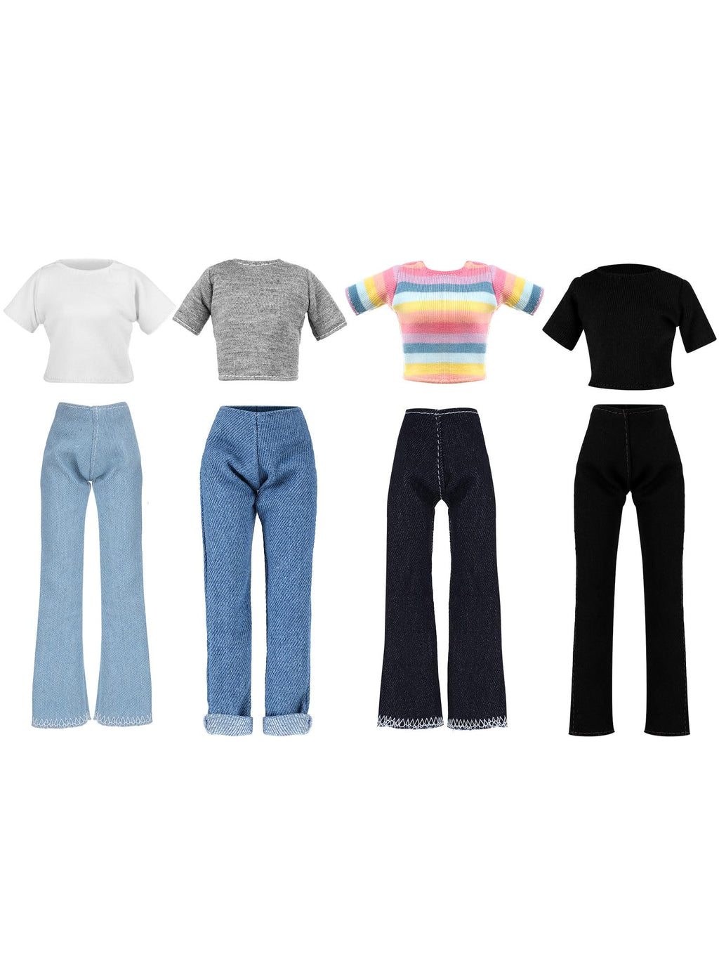 Bencailor 8-Piece Summer Doll Clothes Set for 11.5-Inch Dolls – Casual Tops and Denim Pants
