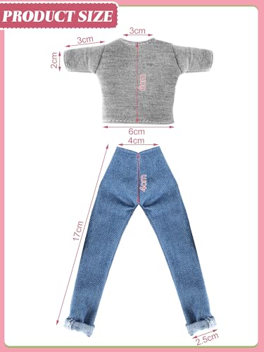 Bencailor 8-Piece Summer Doll Clothes Set for 11.5-Inch Dolls – Casual Tops and Denim Pants