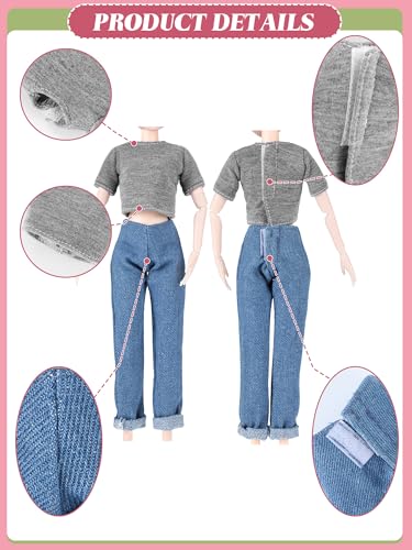 Bencailor 8-Piece Summer Doll Clothes Set for 11.5-Inch Dolls – Casual Tops and Denim Pants