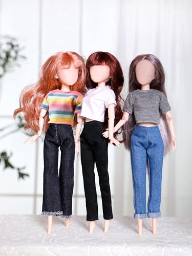 Bencailor 8-Piece Summer Doll Clothes Set for 11.5-Inch Dolls – Casual Tops and Denim Pants